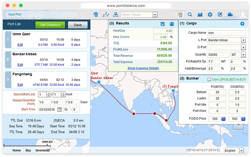 port to port distance calculator free download